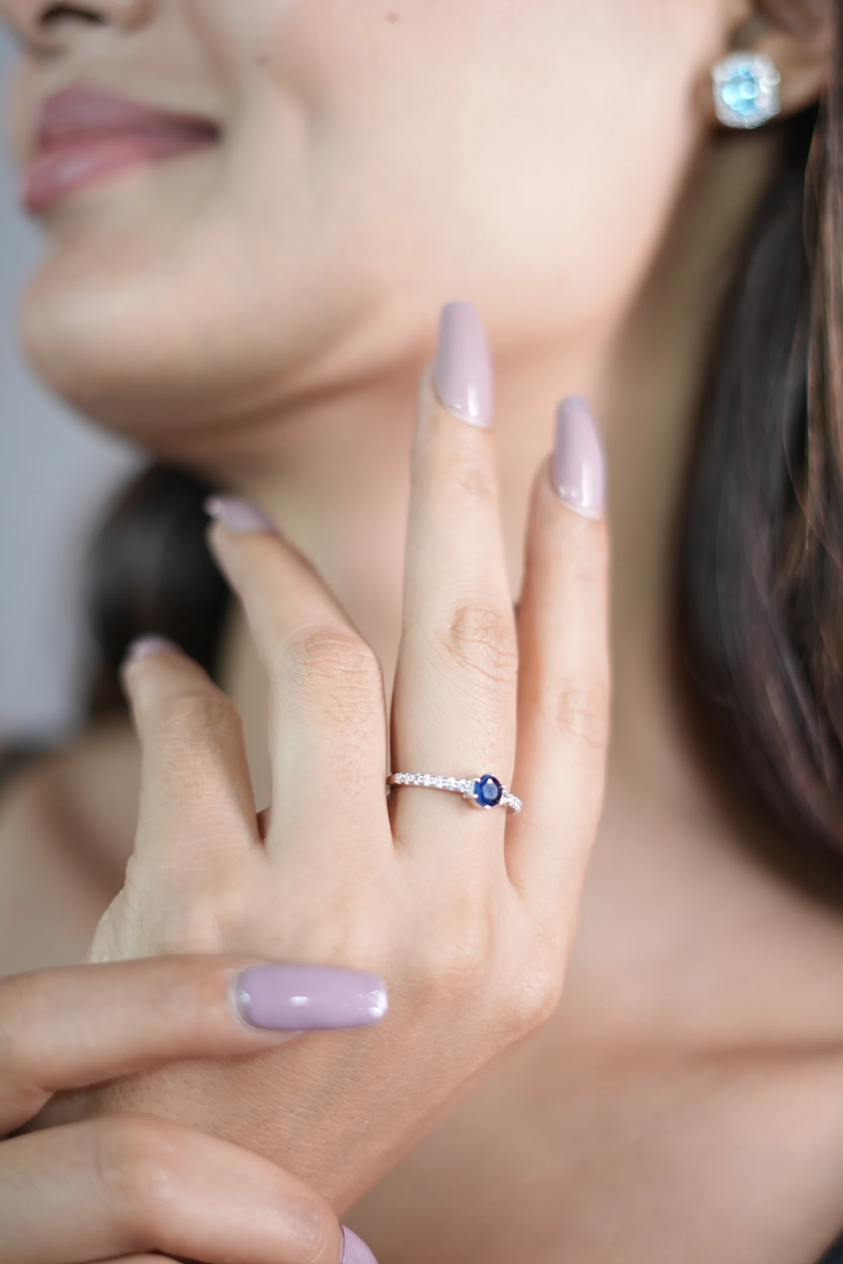 Midnight Bloom Silver Sapphire Ring